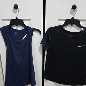 Nike Set Of 2 Women's Black And Navy Sports Dri Fit Tops